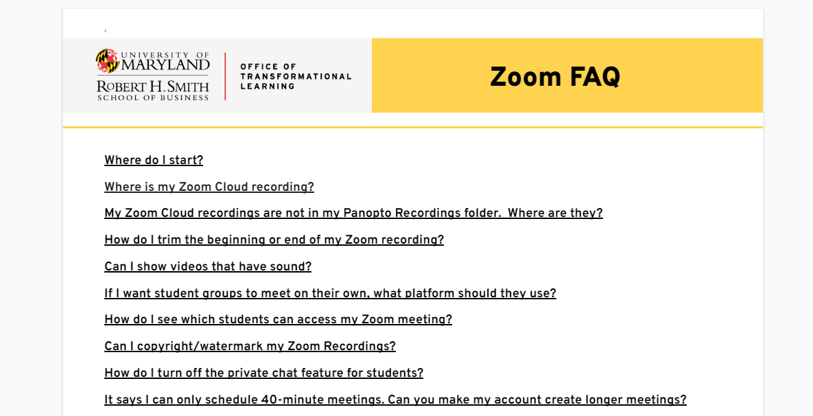 Zoom FAQ