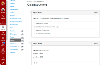 Canvas Quiz Screenshot