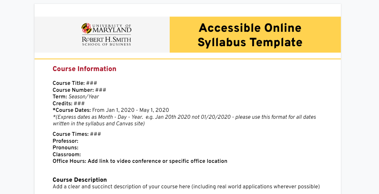 Online Syllabus Screenshot
